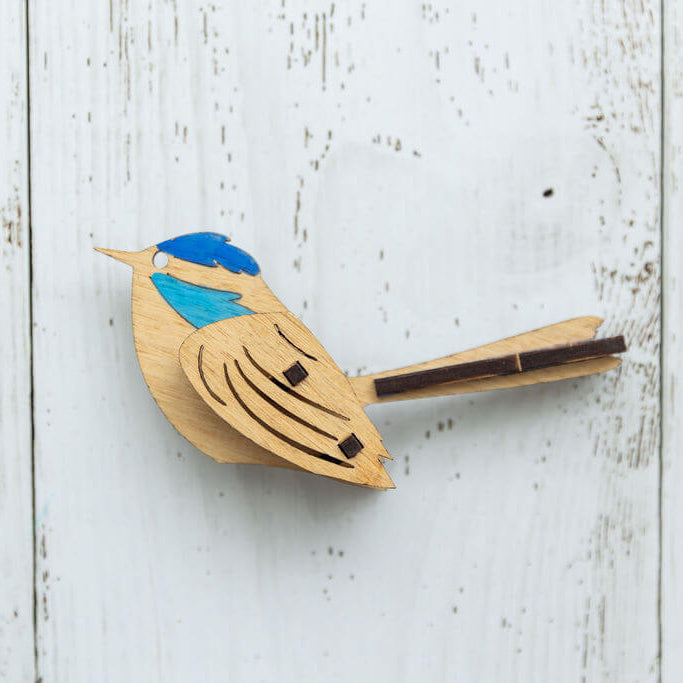 Blue Wren 3D Puzzle in Tasmanian Oak