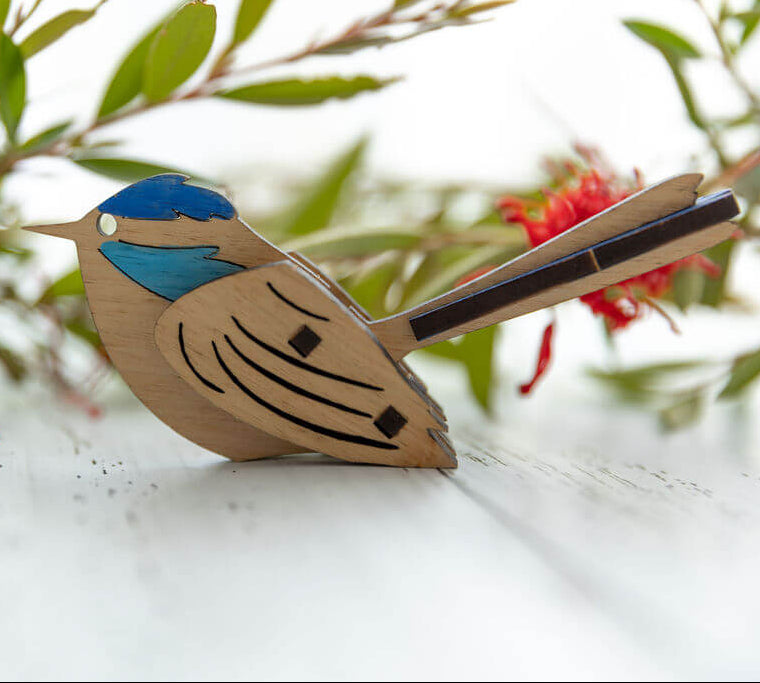 Blue Wren 3D Puzzle in Tasmanian Oak
