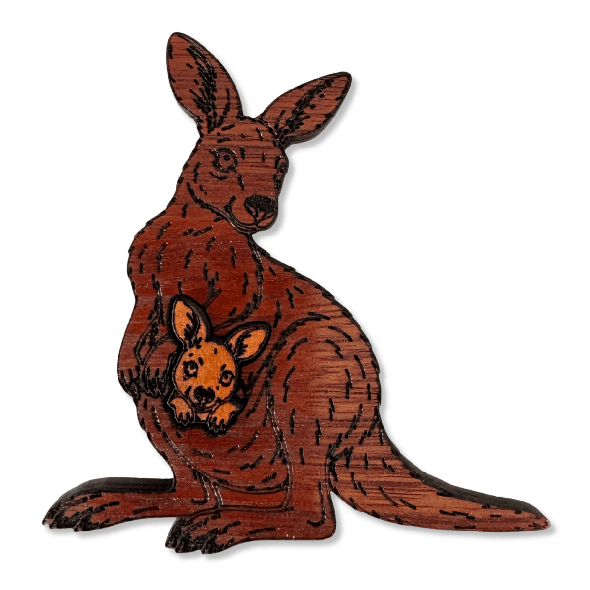 Kangaroo & Joey Timber Magnet