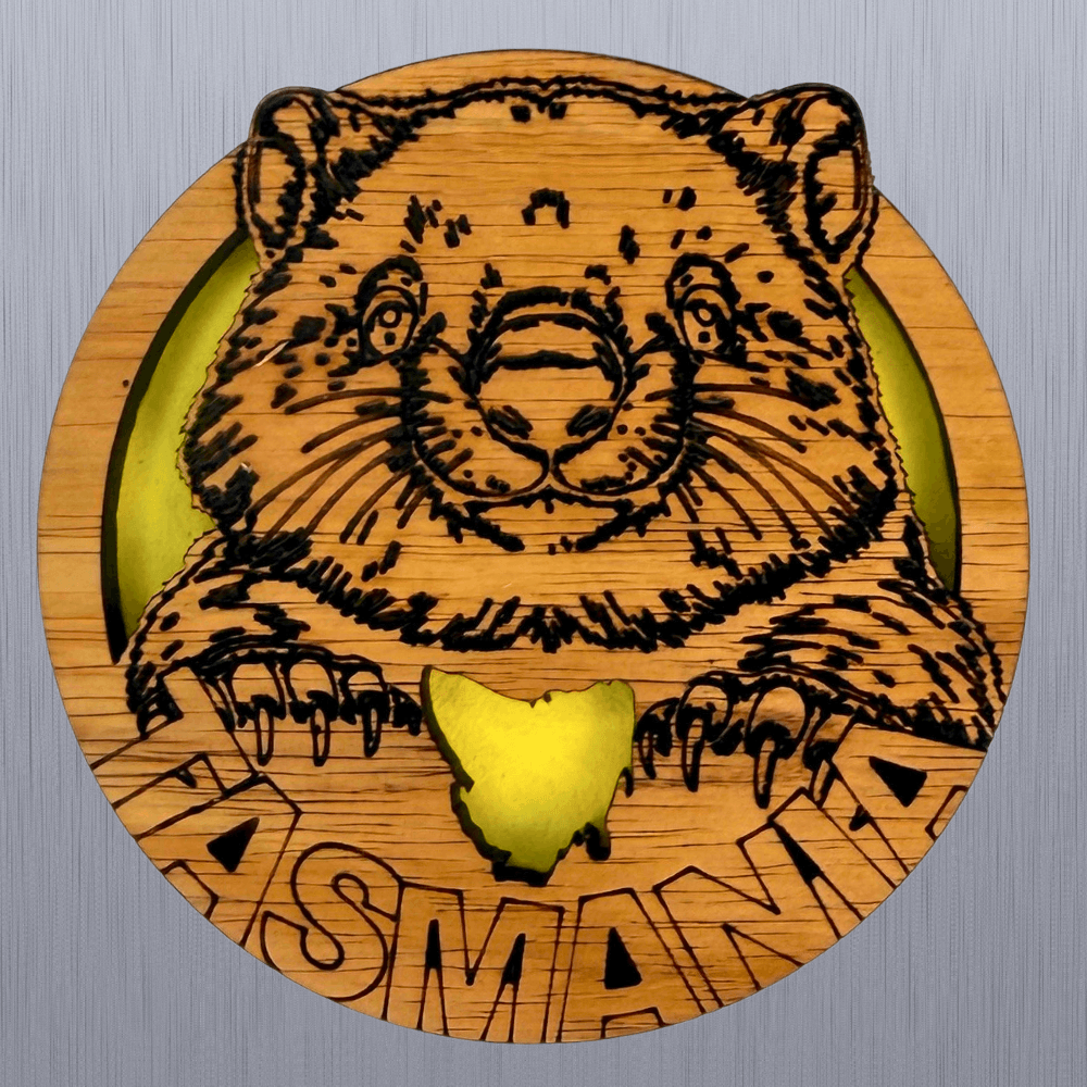 Tasmanian Wombat Timber Magnet