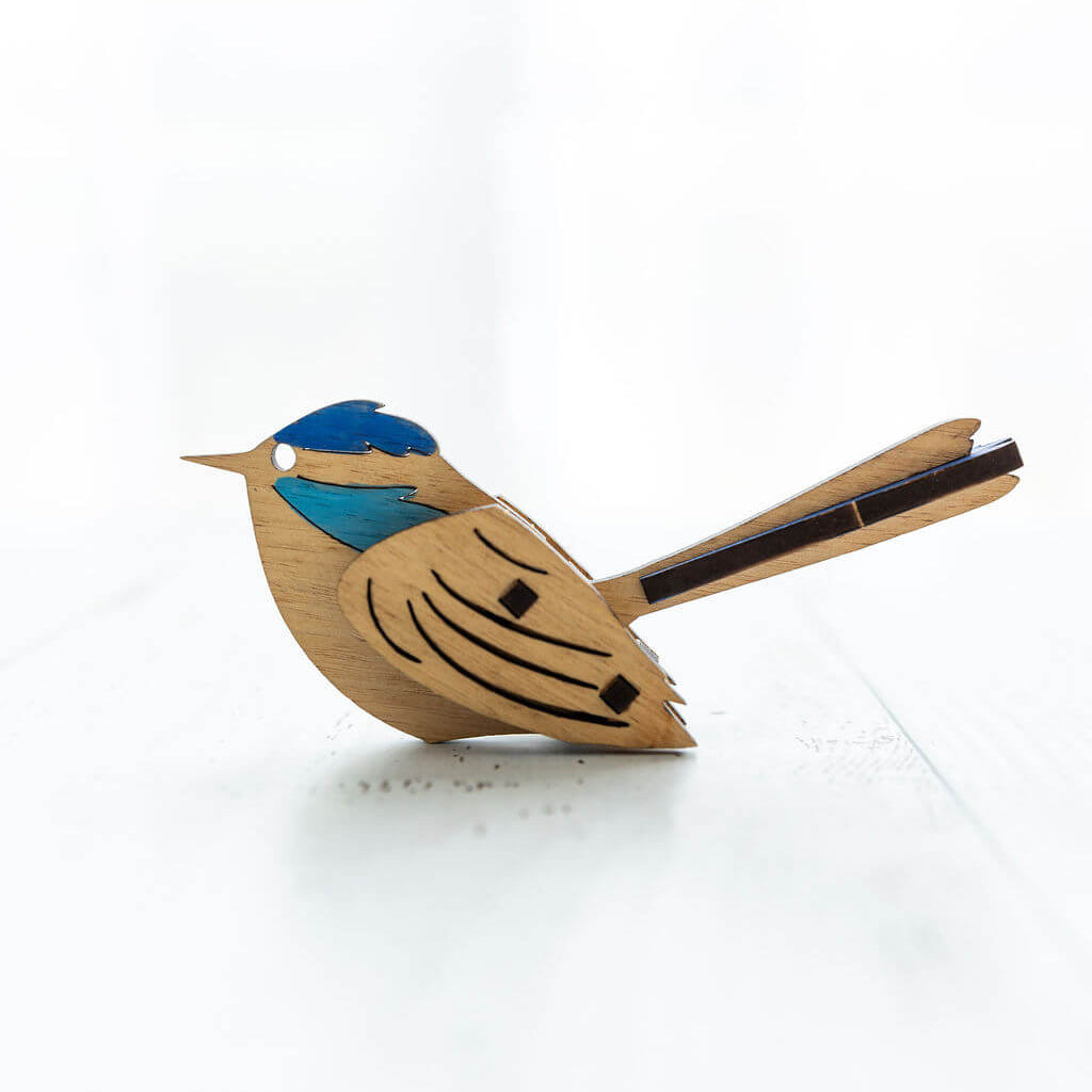 Blue Wren 3D Puzzle in Tasmanian Oak