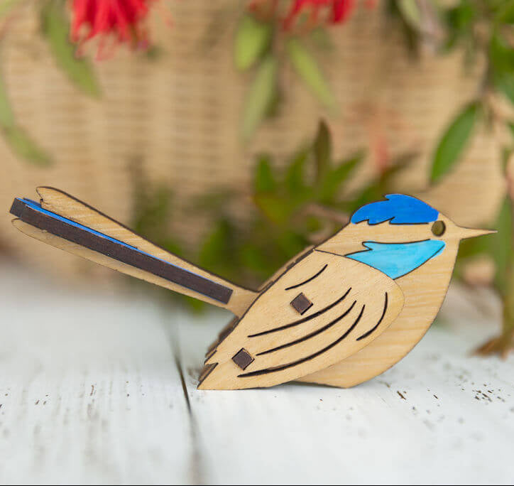 Blue Wren 3D Puzzle in Tasmanian Oak