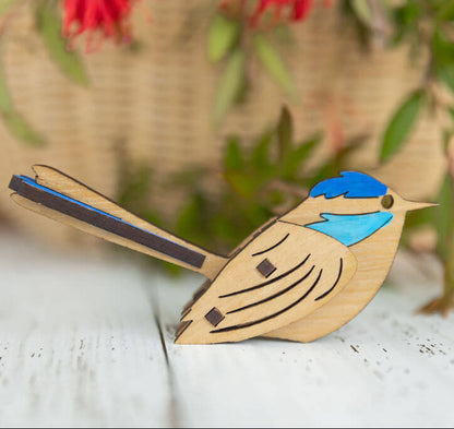 Blue Wren 3D Puzzle in Tasmanian Oak